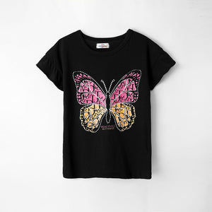 Girls Soft Cotton Butter Fly Graphic T-Shirt