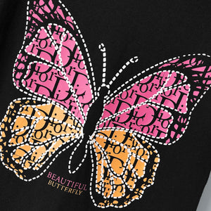 Girls Soft Cotton Butter Fly Graphic T-Shirt