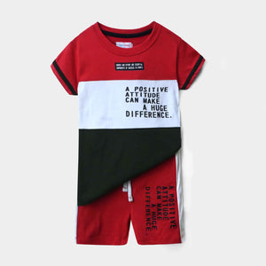 Kids Red Soft Cotton Printed Cut & Sew Suit