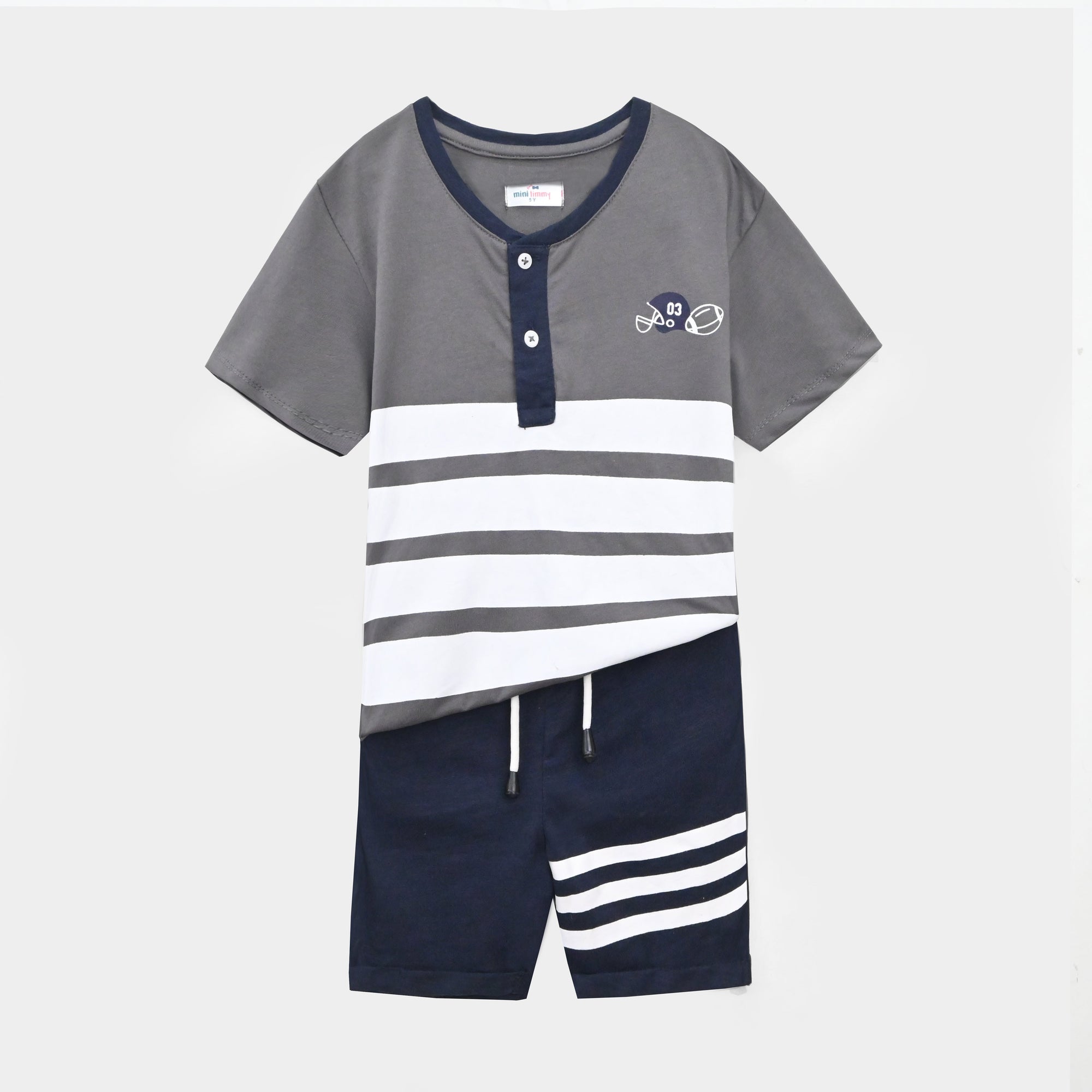 Kids Soft Cotton Printed Striped Henly Suit