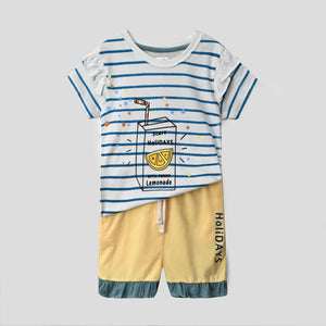 Girls Soft Cotton Graphic Fill Striped Suit