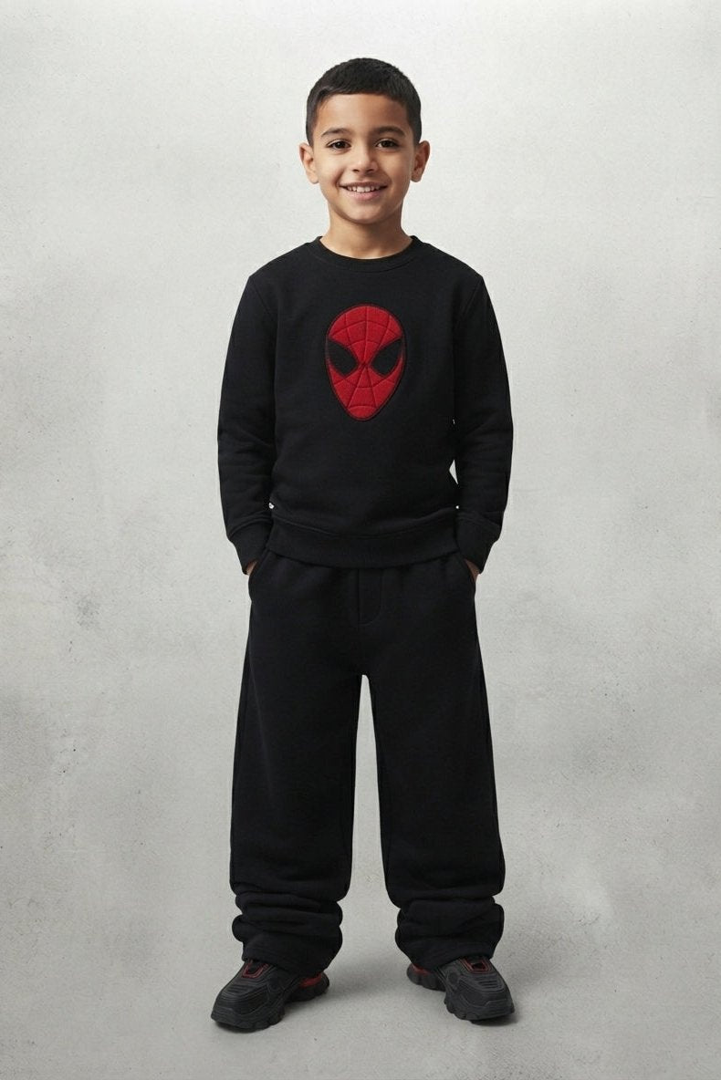 Spider-Man Patch Black Baggy Fleece Tracksuit