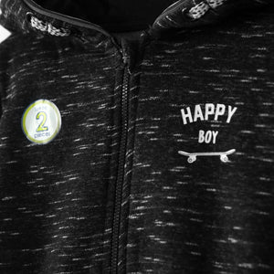 Premium Quality Black Panel Fleece Zipper Hoodie Track Suit For Kids (121669)