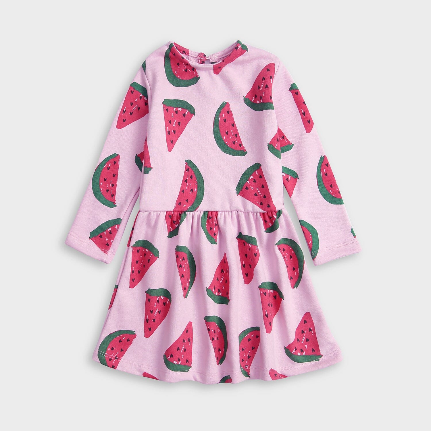 Premium Quality Pink Printed Warm Terry Frock For Girls (121667)