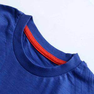 Imported Blue Sequine Embroided Soft Cotton T-Shirt For Boys (120566)