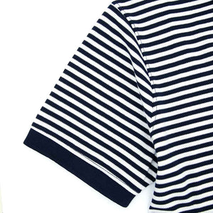 Premium Quality Navy Stripes Slim Fit Embroided Pique Polo Shirt For Men (120617)