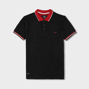 Premium Quality Black Slim Fit Embroided Pique Polo Shirt For Men (120615)
