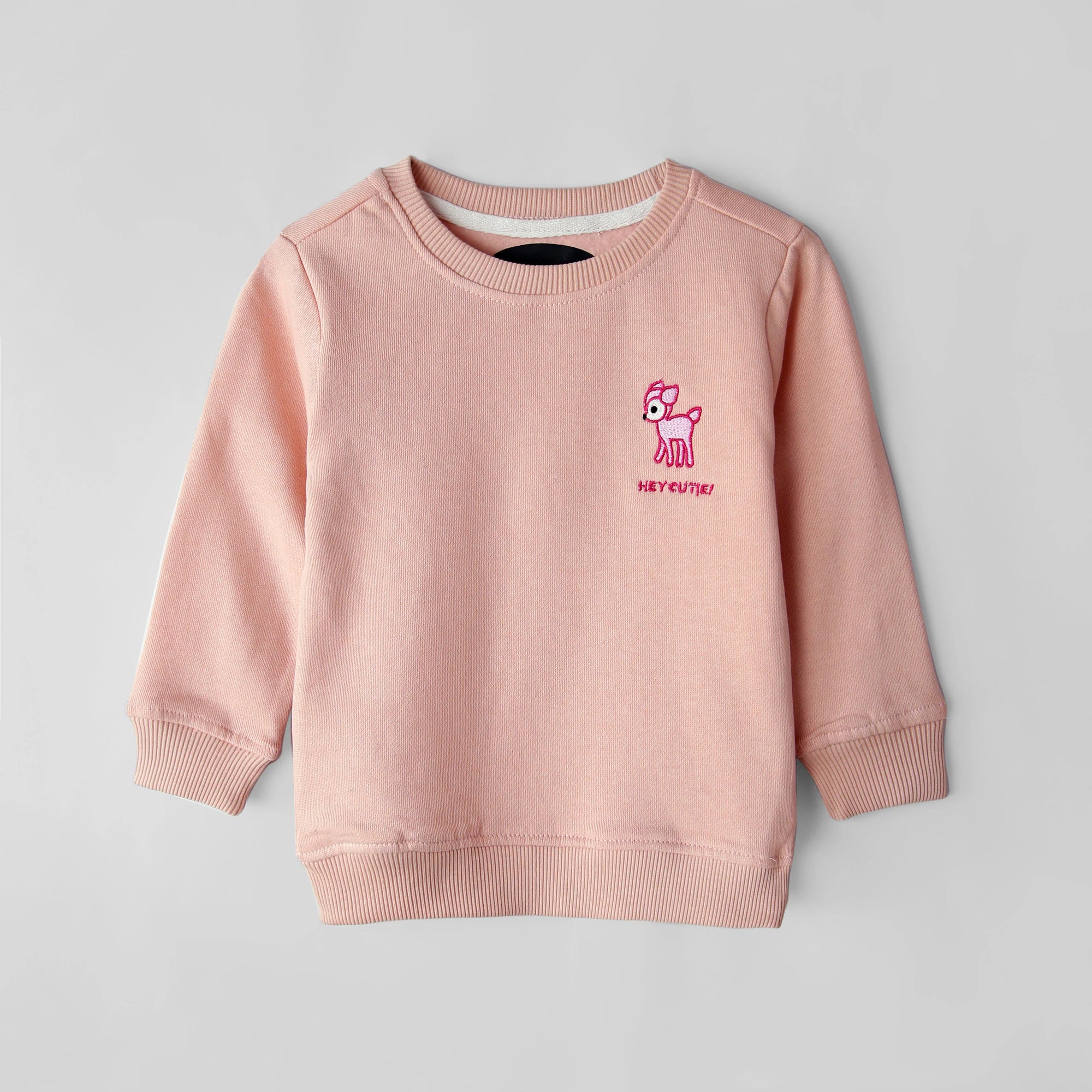 Premium Quality Pink Embroidered Soft Fleece Sweat Shirt For Girls (121873)
