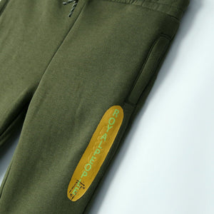 Premium Quality Olive  Cut & Sew Slogan Soft Fleece Jogger Trouser For Kids (121886)