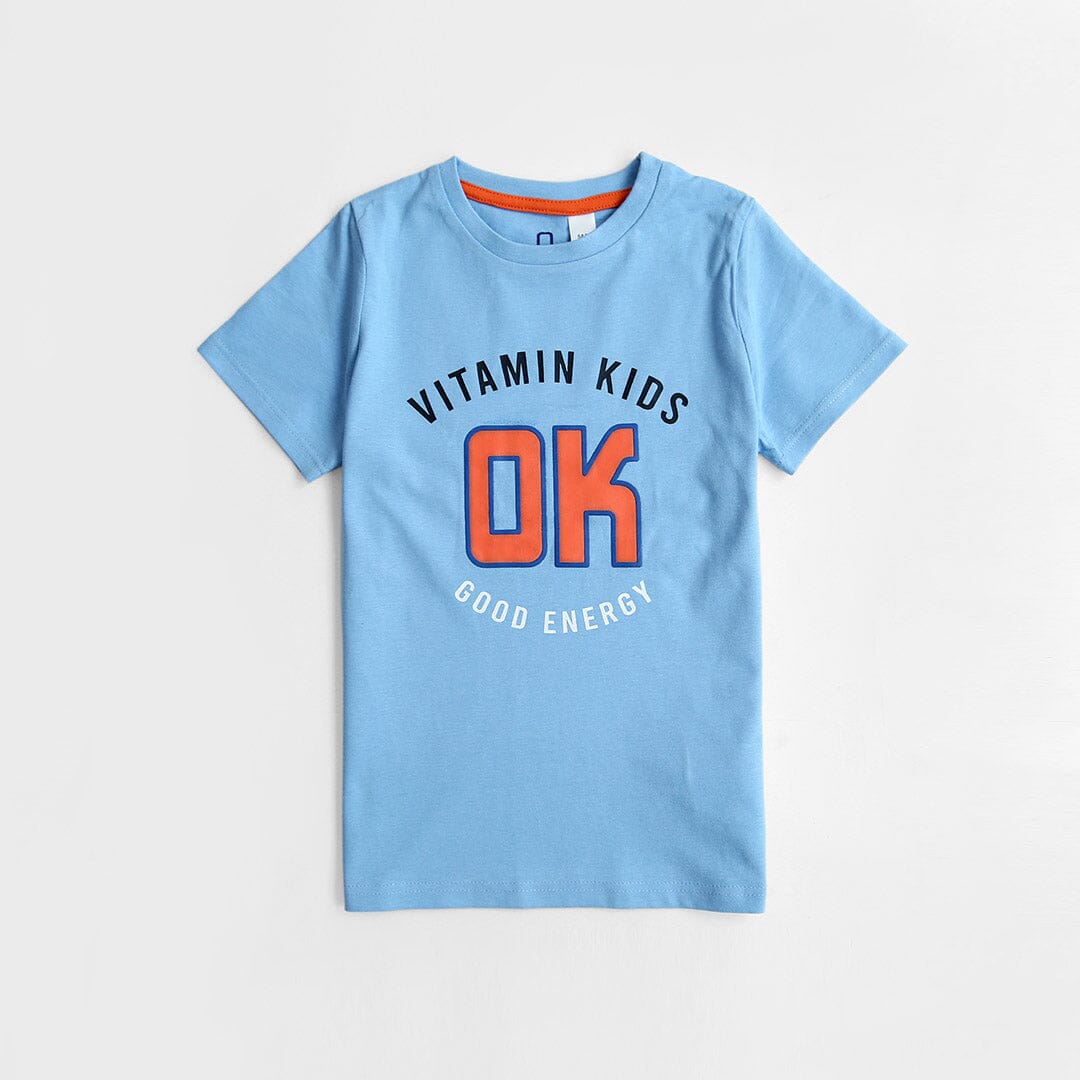 Imported Sky Blue Slogan Soft Cotton T-Shirt For Boys (120691)