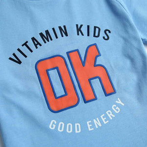 Imported Sky Blue Slogan Soft Cotton T-Shirt For Boys (120691)