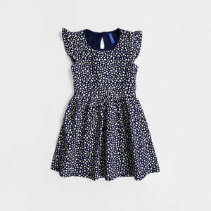 Imported Black All-Over Heart Printed Soft Cotton Frock For Girls (120682)