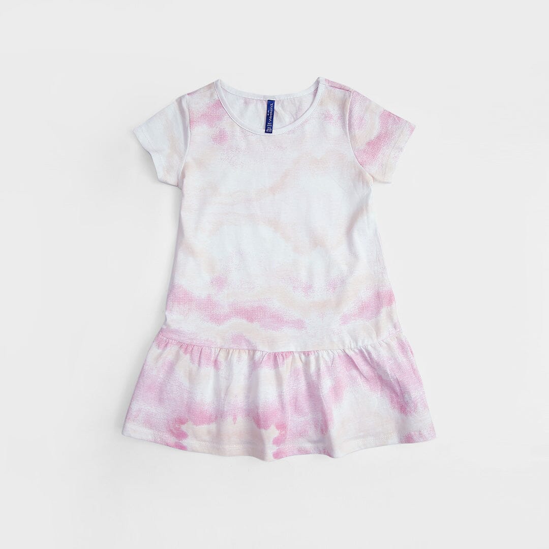 Imported Tie & Dye Printed Soft Cotton Frock For Girls (120707)