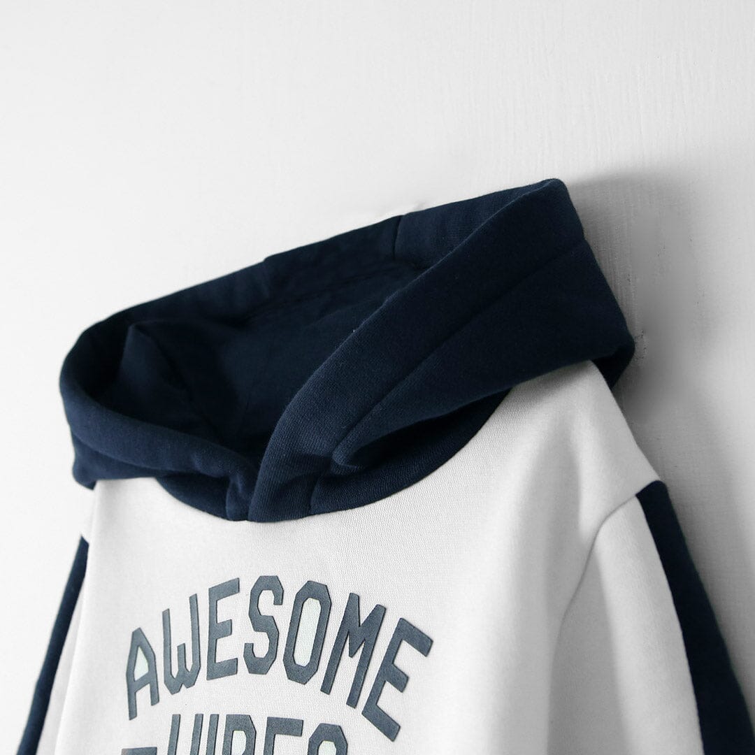 Premium Quality Color Block Slogan Pull Over Soft Fleece Hoodie For Kids (121362)