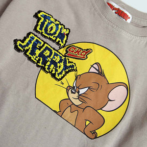 Imported Tom & Jerry Sequin Embroided Soft Cotton T-Shirt For Boys (120710)