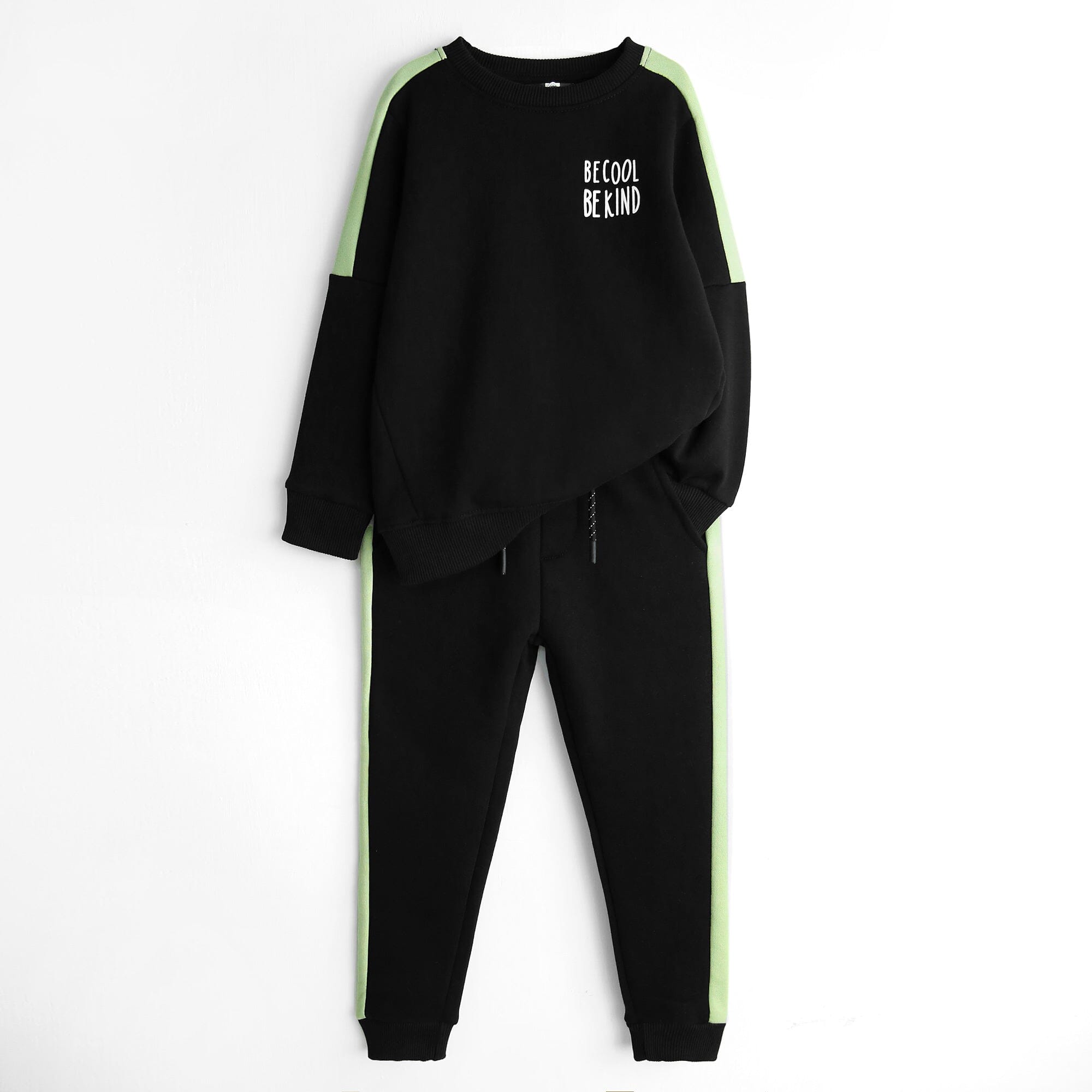 Premium Quality Black Cut & Sew Printed Fleece Track Suit For Kids (121069)