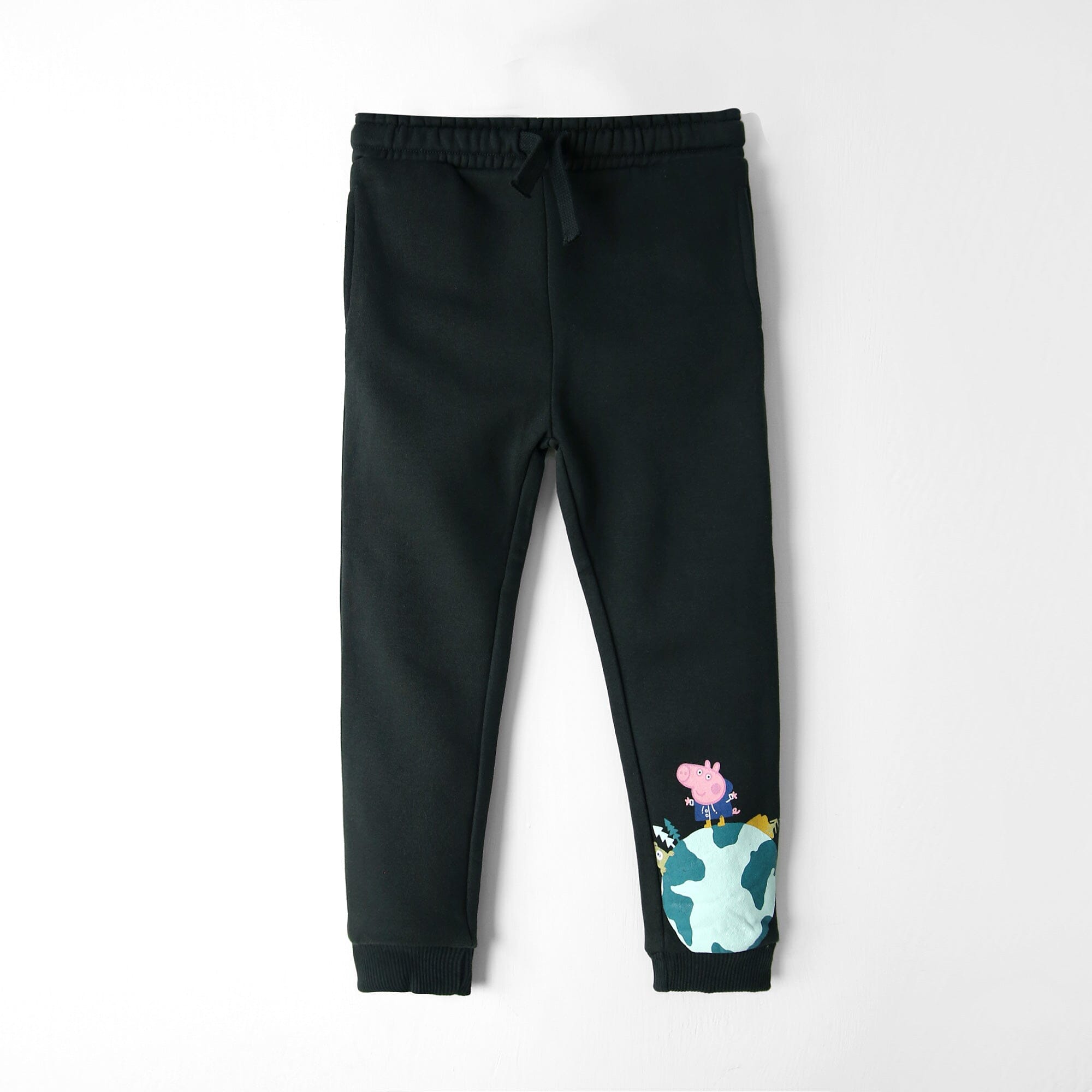 Premium Quality Black Slogan Fleece Jogger Trouser For Kids (121417)