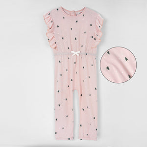 Girls Fashion All Over Printed Soft Cotton Frill Jumpsuit