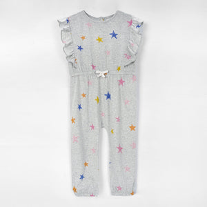 Girls Fashion All Over Printed Soft Cotton Frill Jumpsuit 1200