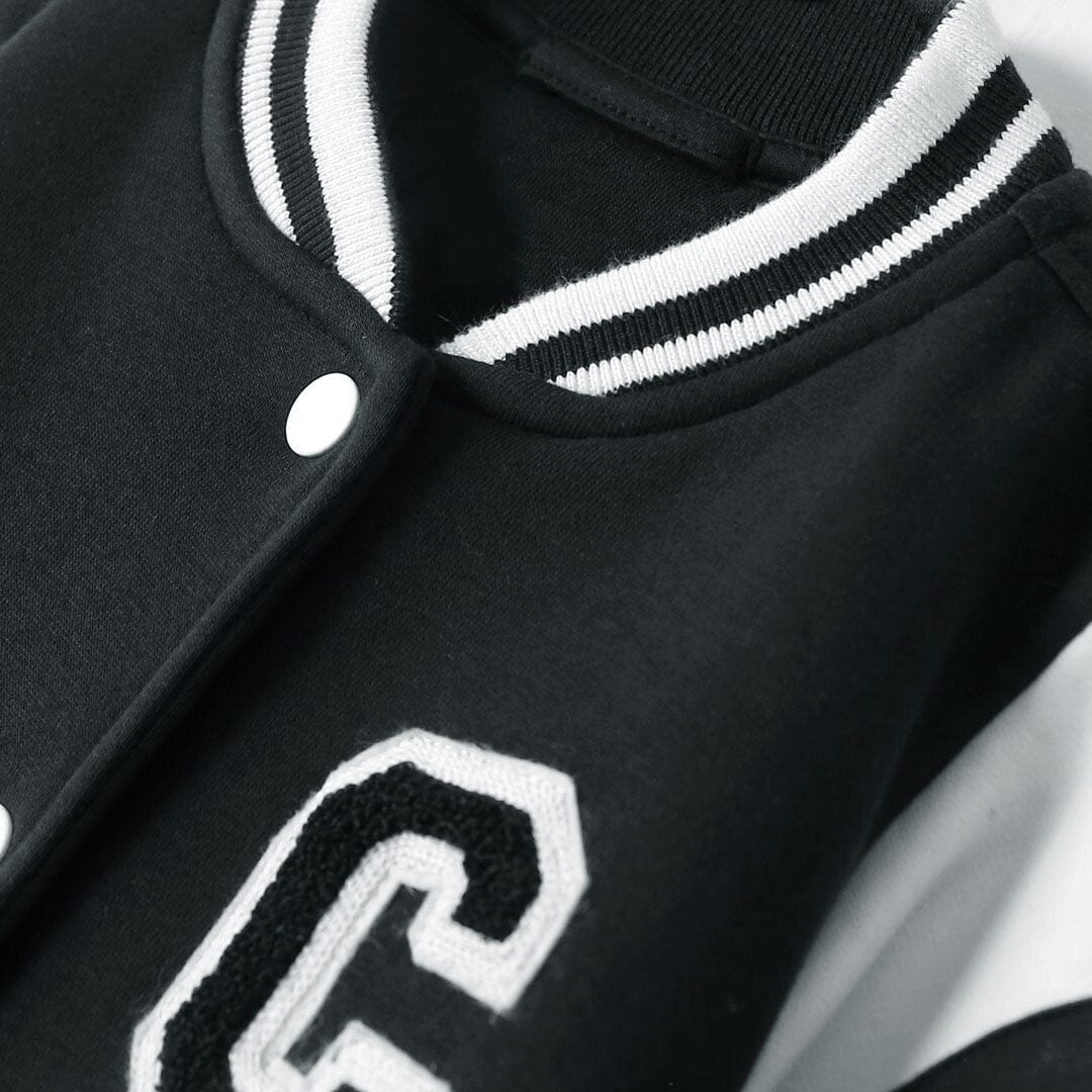 Premium Quality Black Embroidered Fleece Baseball Jacket For Kids (121503)