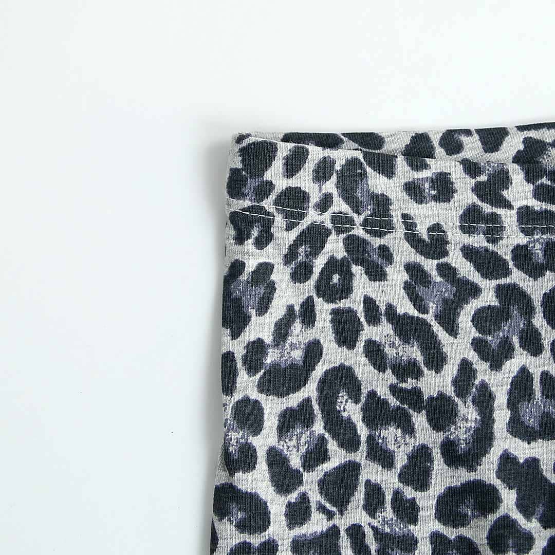 Imported Grey Leopard Print Soft Cotton Legging For Girls (120756)