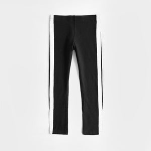 Imported Premium Quality Black Side Stripe Soft Cotton Legging For Girls (120758)