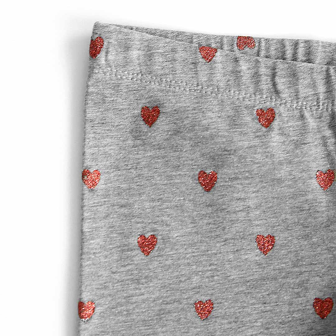 Imported Premium Quality Grey Heart Printed Soft Cotton Legging For Girls (120764)