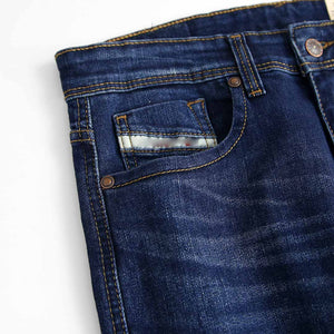 Imported Premium Quality Dark Blue "Slim Fit" Stretch Jeans For Men (120845)