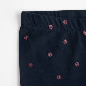 Imported Premium Quality Navy Dotted Soft Cotton Legging For Girls (120759)