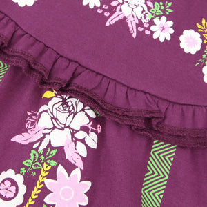 Girls Printed Soft Cotton Cut & Sew Dark Purple Frock