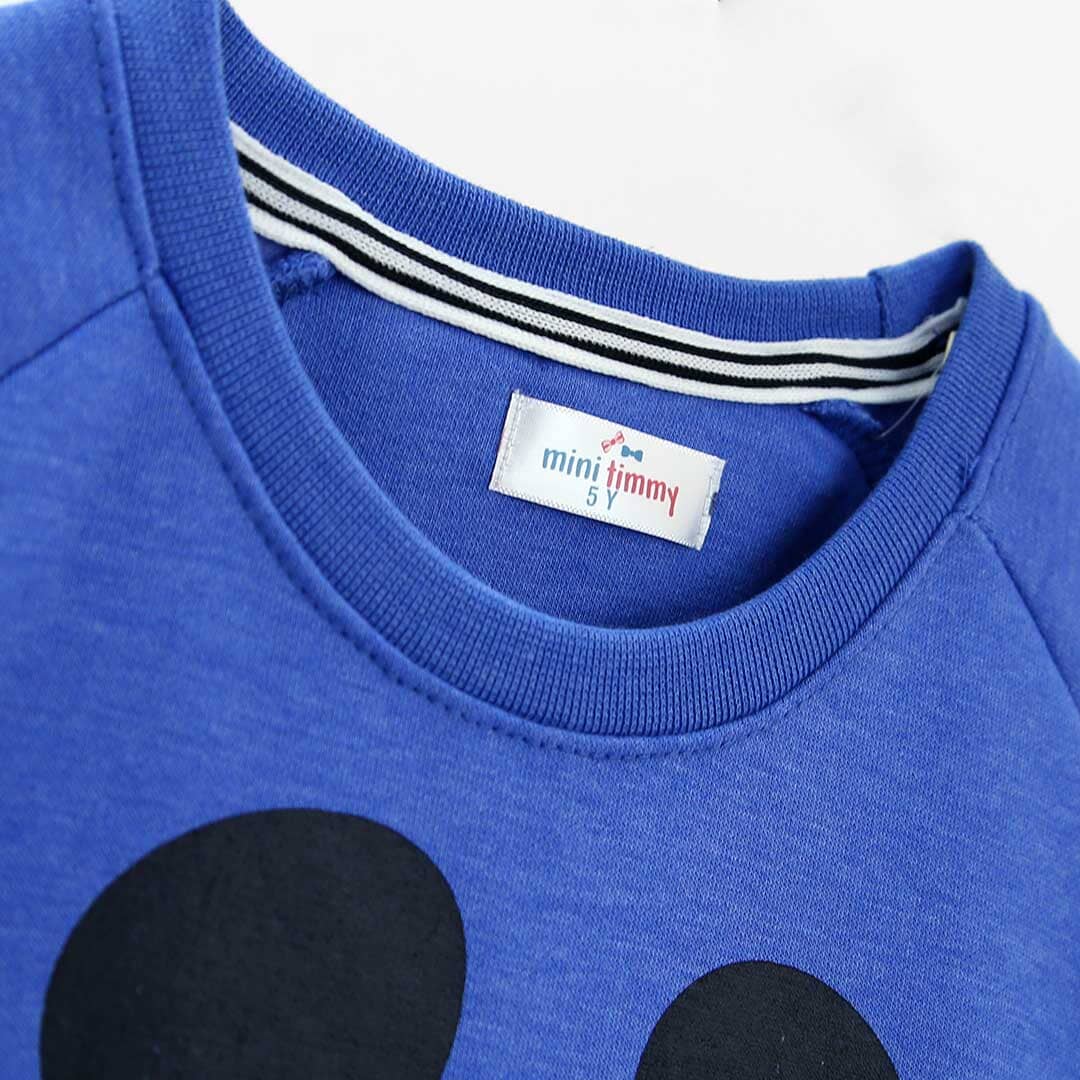 Blue Reglan Sleeves Kangaroo Pocket Graphic Sweatshirt For Kids (120895)