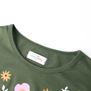 Girls Printed Soft Cotton Cut & Sew Green Frock