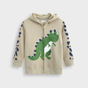Premium Quality ''Dino'' Printed Soft Fleece Zipper Hoodie For Kids (120909)