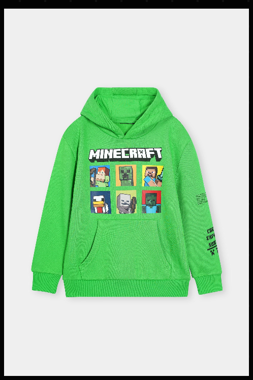 Minecraft Green Hoodie For Boys  – Official Character Print