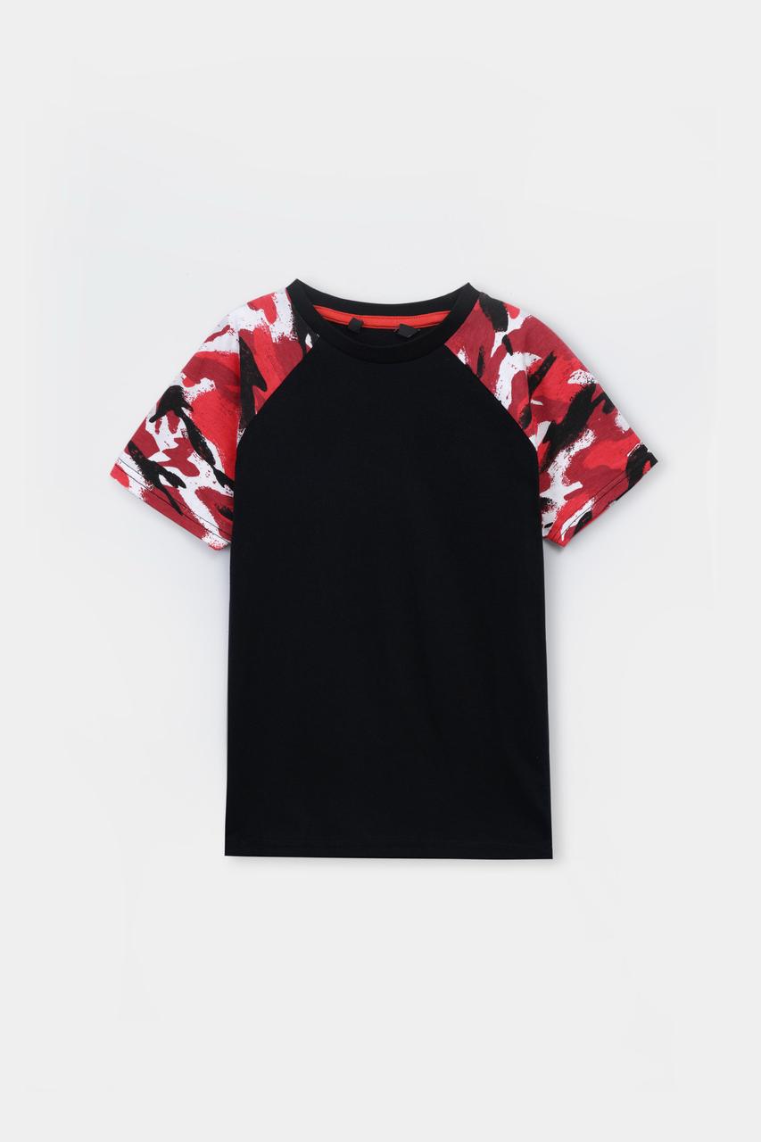 Boys Raglan Sleeve Camo Panel T-Shirt