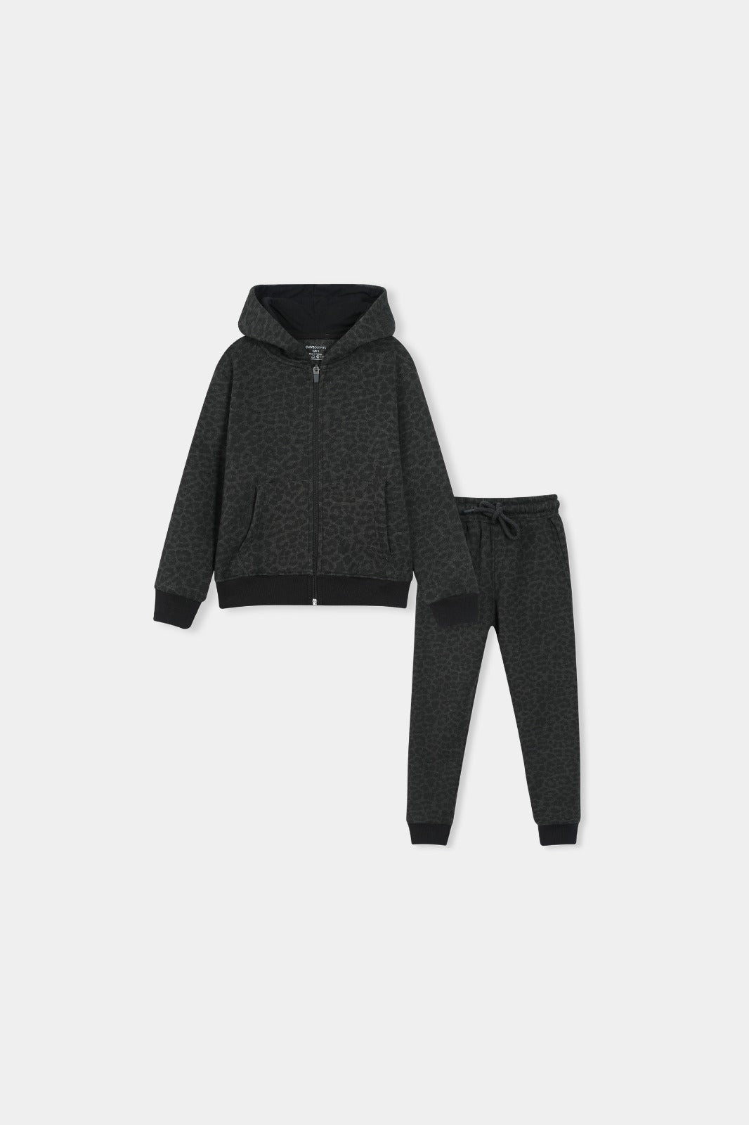 Boys Black Leopard Print Hoodie & Jogger Set