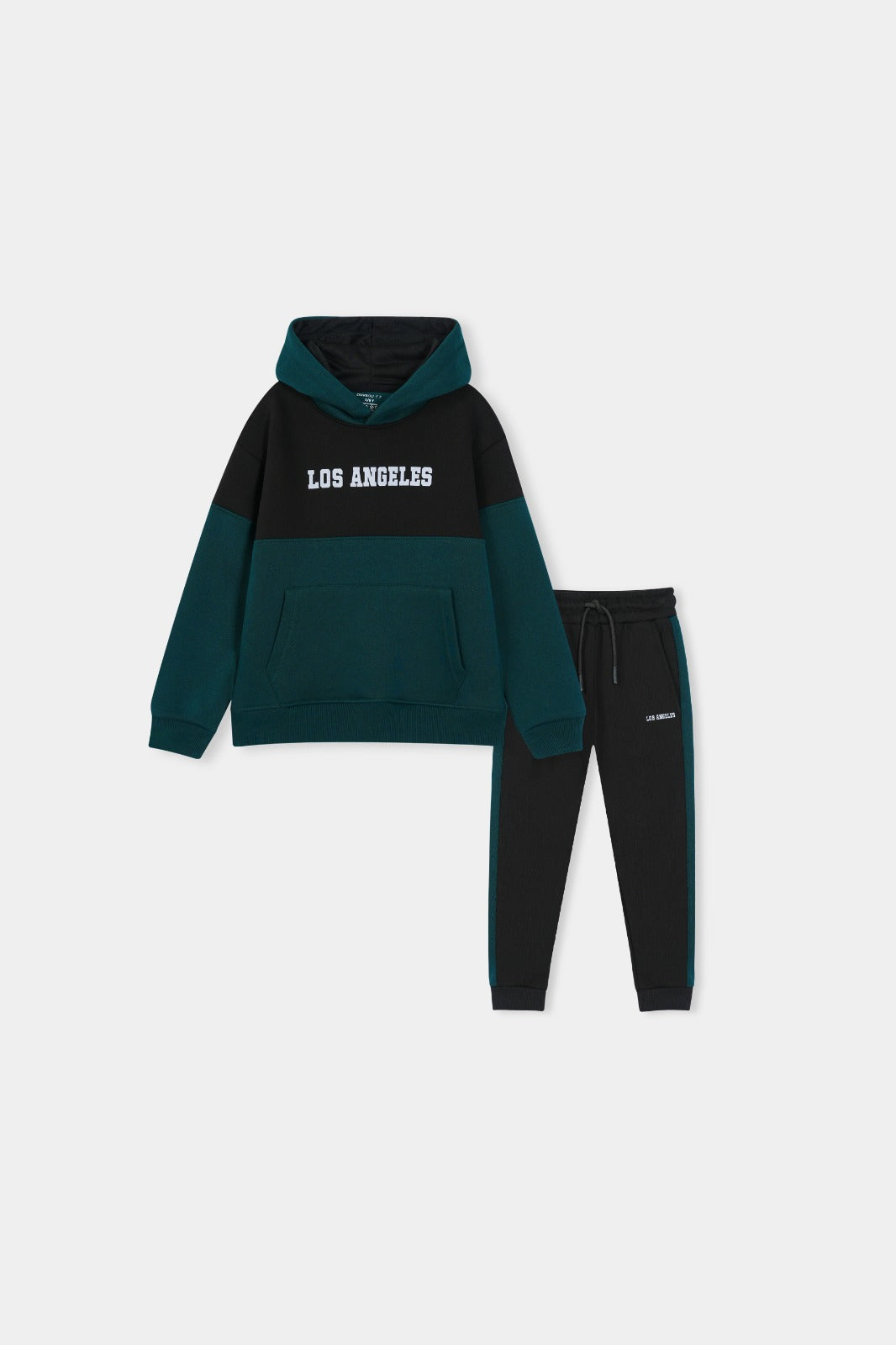 Boys Los Angeles Colorblock Hoodie & Jogger Set – Teal & Black