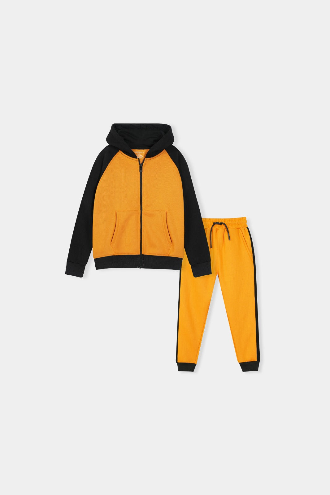Boys Bold Orange & Black Zip-Up Hoodie Set