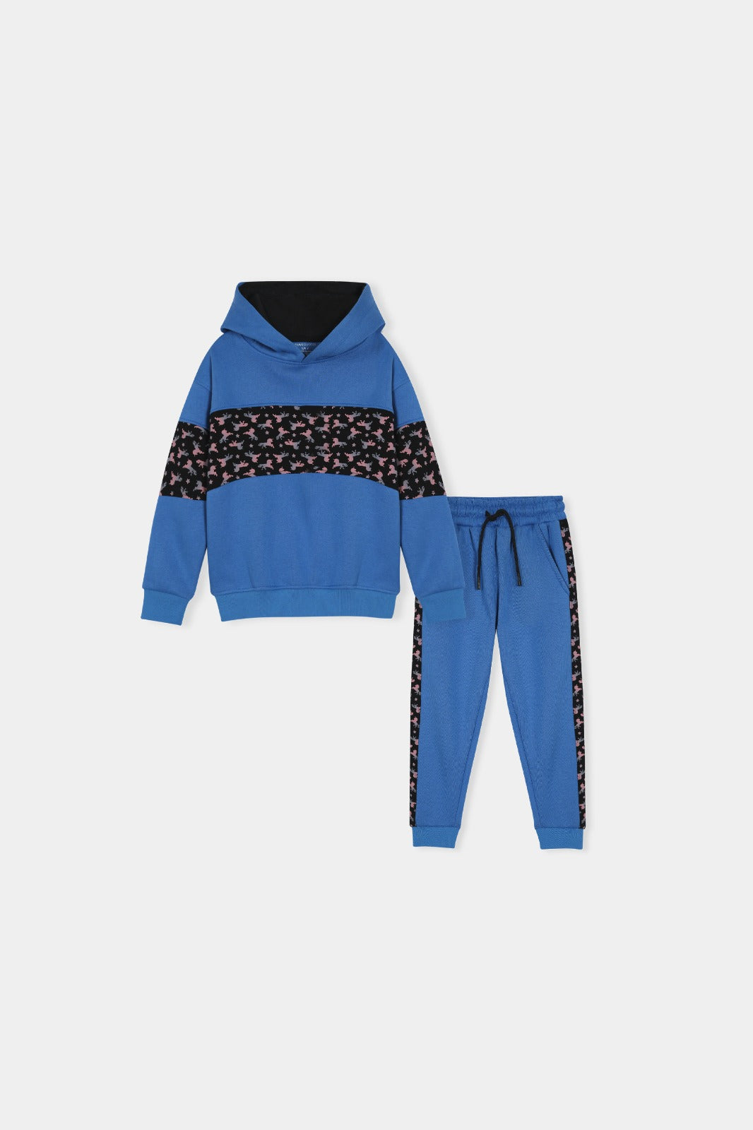 Boys  Blue Hoodie & Jogger Set with Printed Animal Band