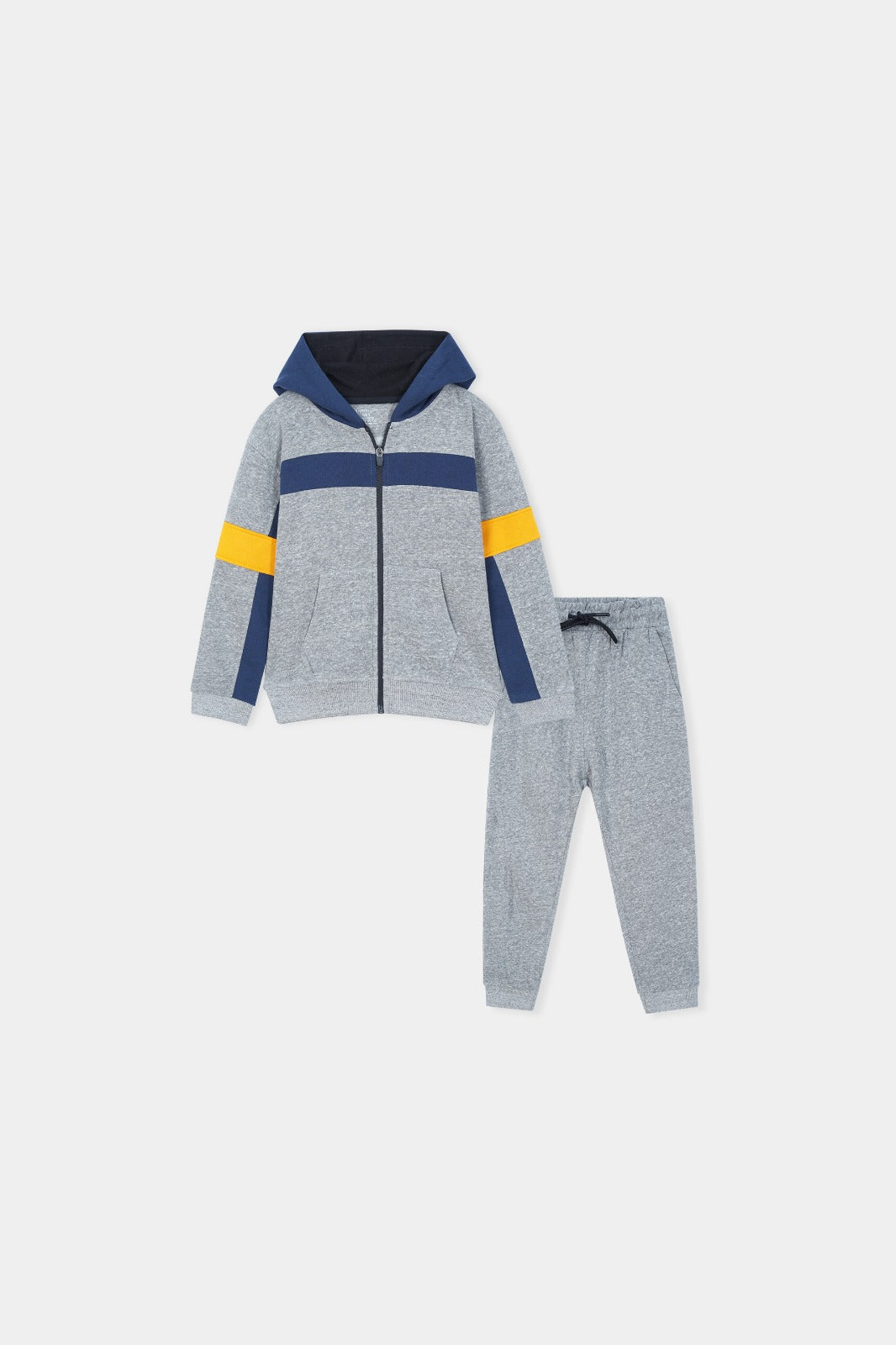 Heather Blue Zip-Up Tracksuit – Bold Stripes for Active Days