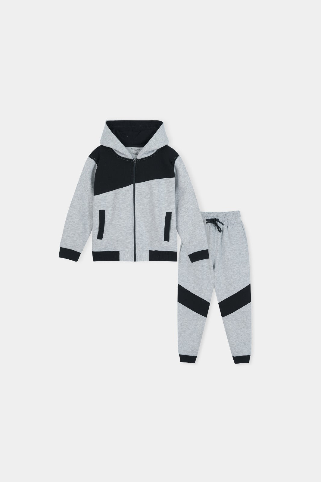 Stylish Two-Tone' Tracksuit Set: Grey and Black Hoodie with Matching Joggers