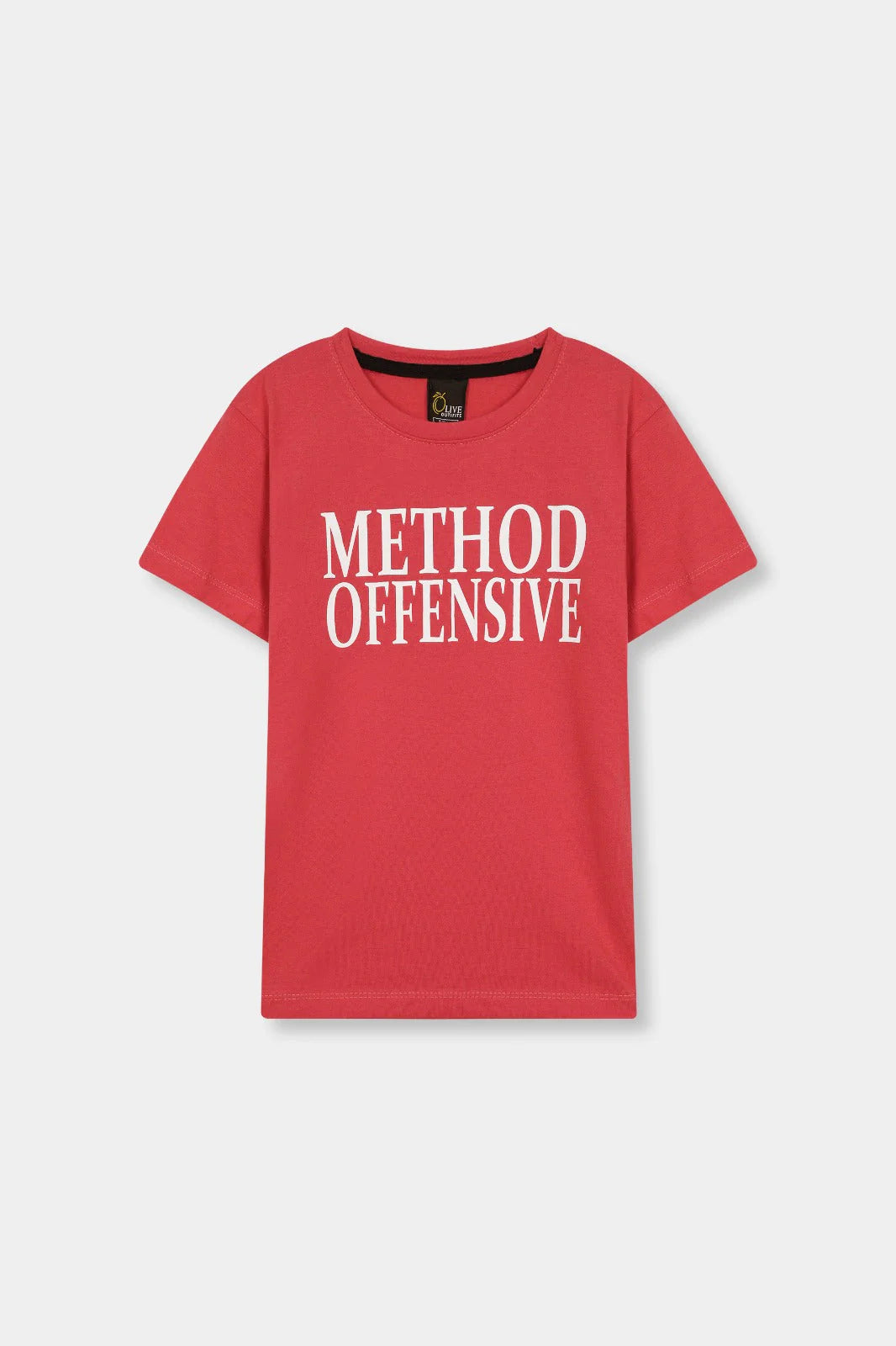 Kids Red “Method Offensive” T-Shirt  Black Shorts Set