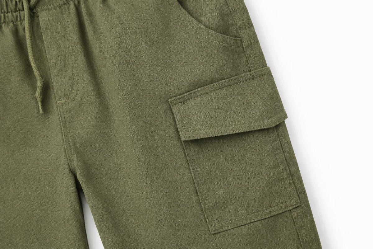 Kids Olive Green Cargo Trouser
