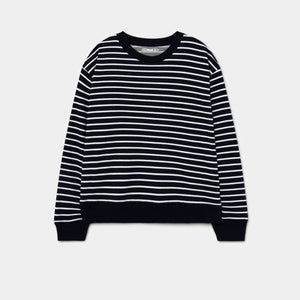 Women Navy Striped Premium Quality Sweatshirt (21008)