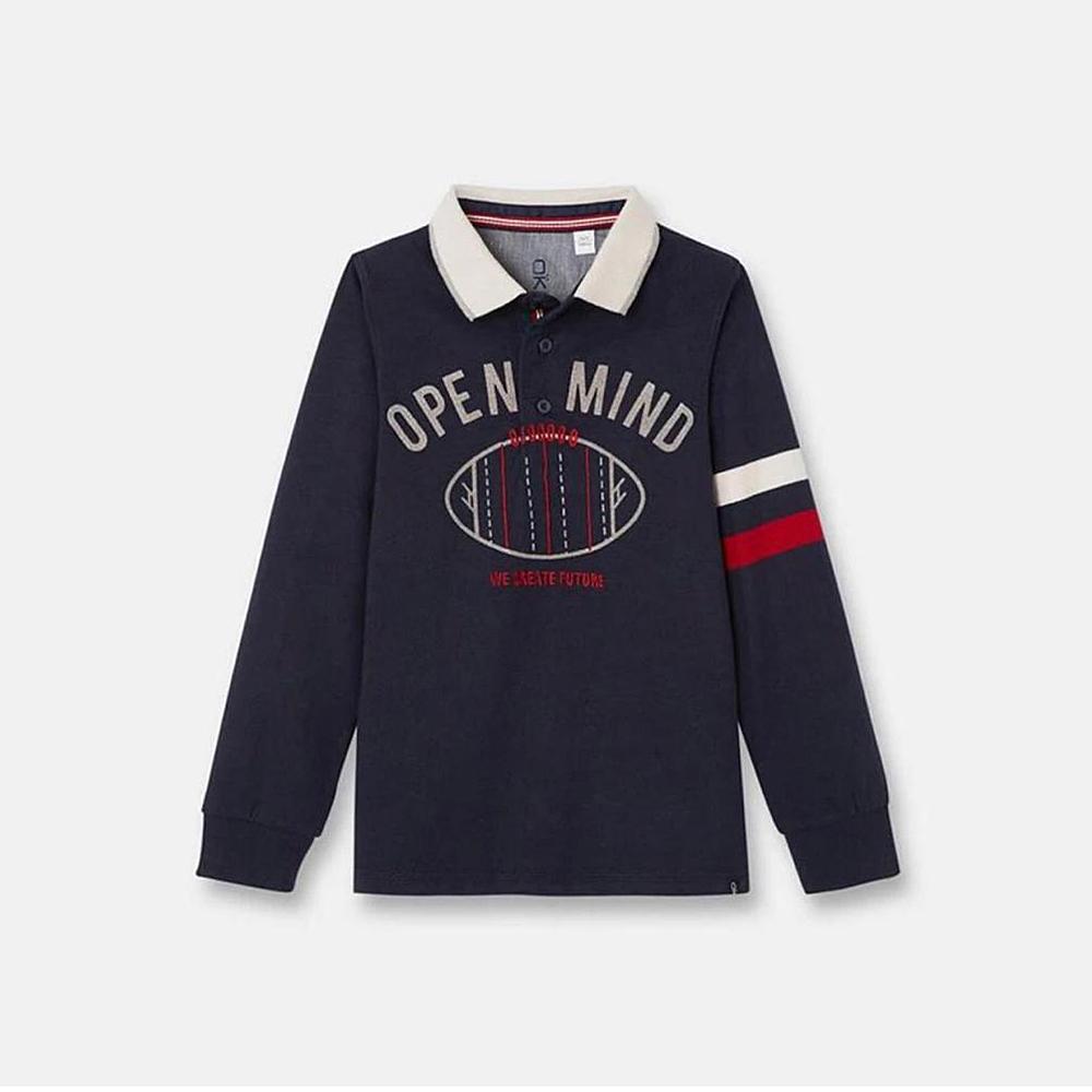 Exclusive Boys Navy 'Open Mind' printed Stylish Rugby Polo (30101)