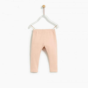 Kids Pink Ribbed Winter Leggings with Front Pocket (30216)
