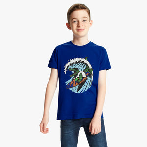 Blue Slogan Print Cotton T-Shirt For Boys (11061)