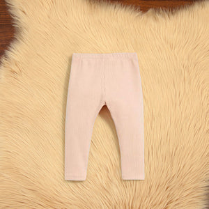 Kids Pink Ribbed Winter Leggings with Front Pocket (30216)
