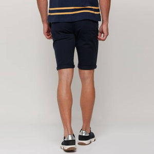 SPL-navy pocket detail cotton shorts with button closure