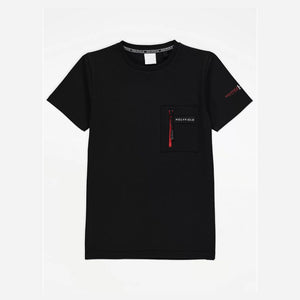Premium Quality Black Soft Cotton T-Shirt With Zip Pocket For Kids (120325)